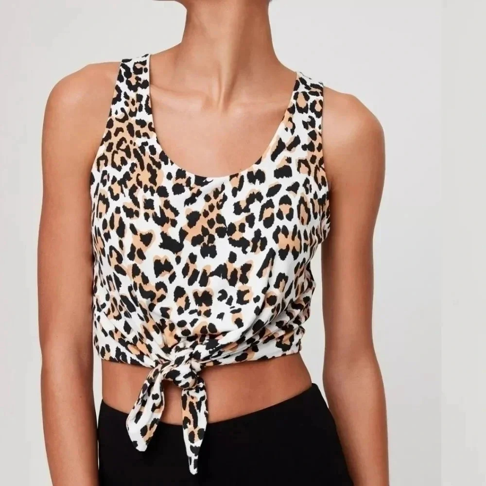 Babaton Jeronimo Tank  Espace/animal print front tie